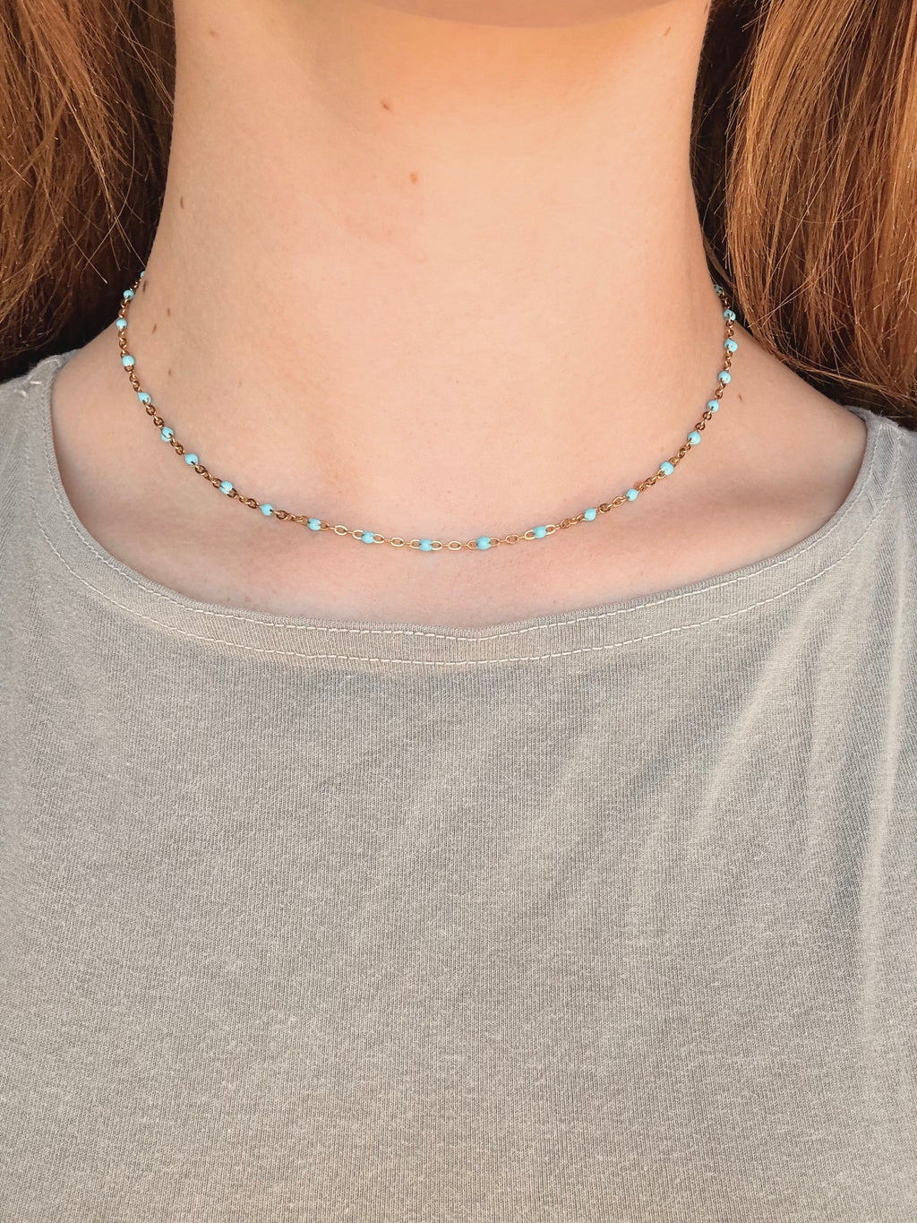 Fern Blue Necklace | Gold