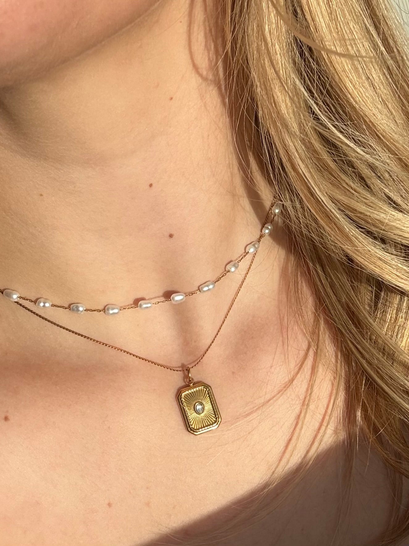 Lena Pearl Necklace | Gold