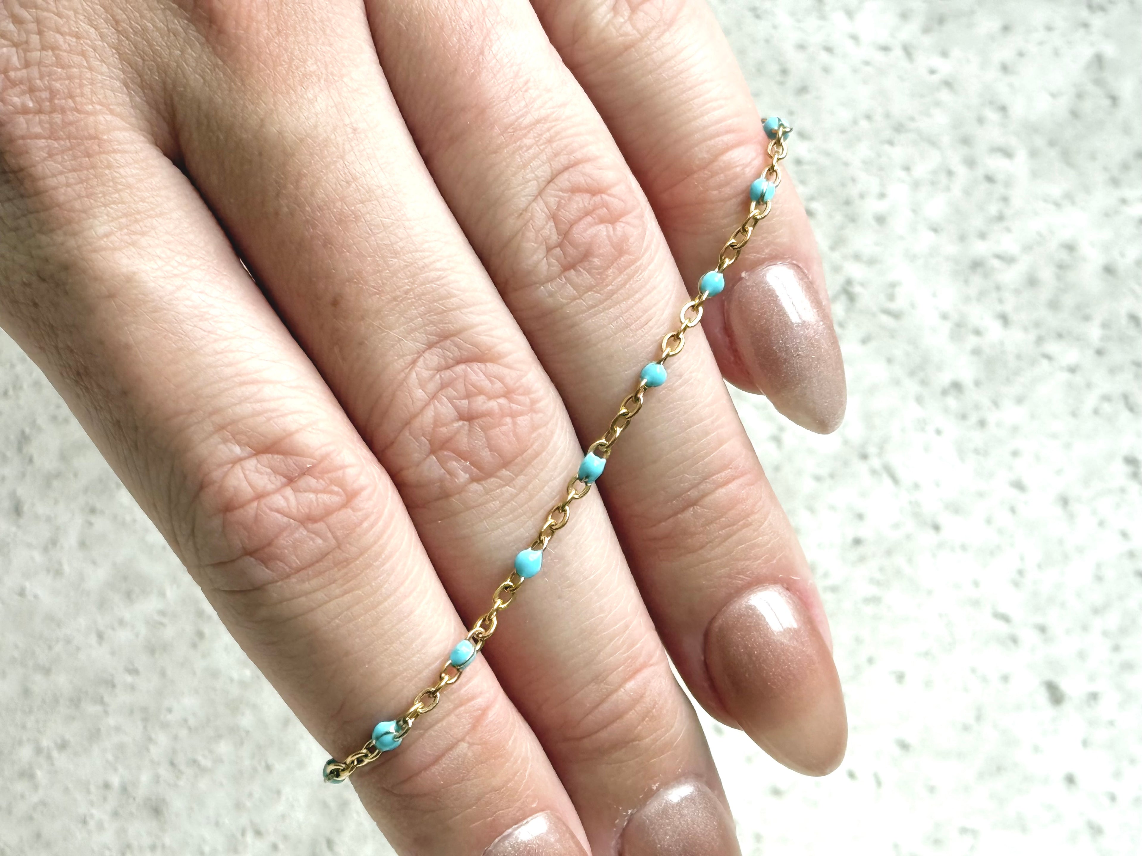 Fern Blue Bracelet | Gold