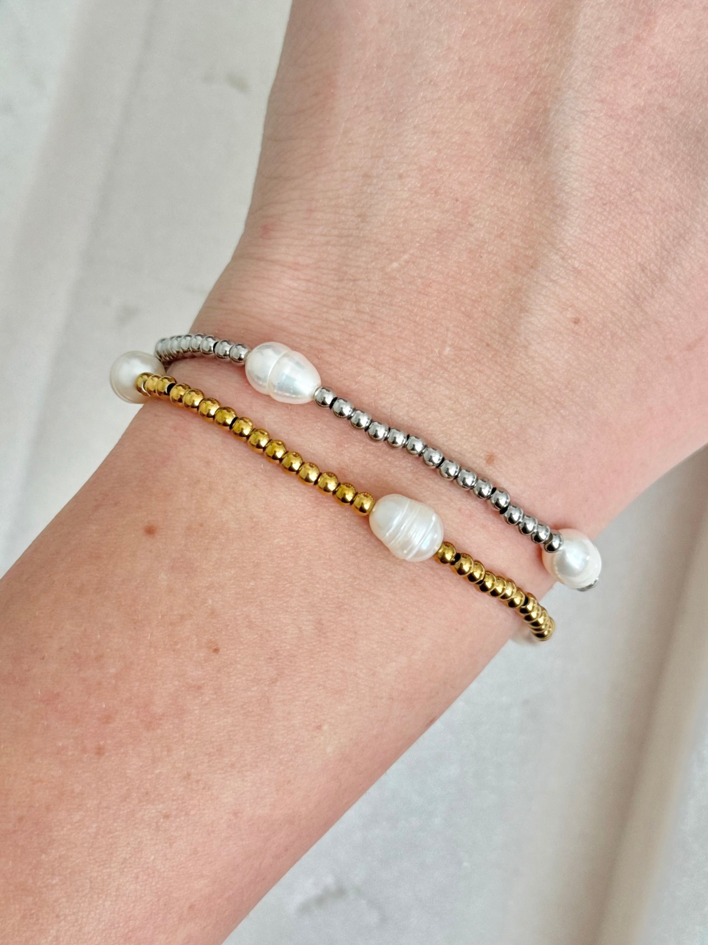 Tidal Pearl Bracelet | Gold & Silver