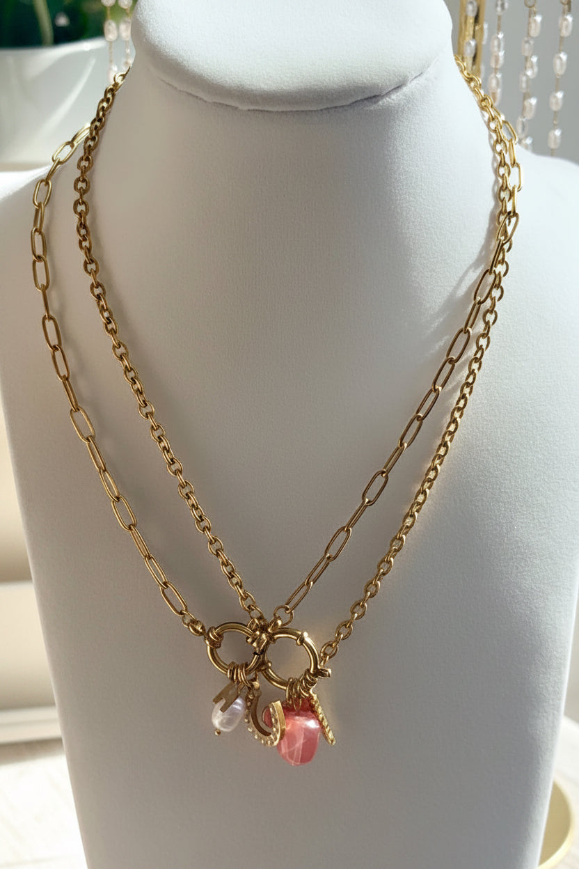 Ella Link Carabiner Necklace| Gold