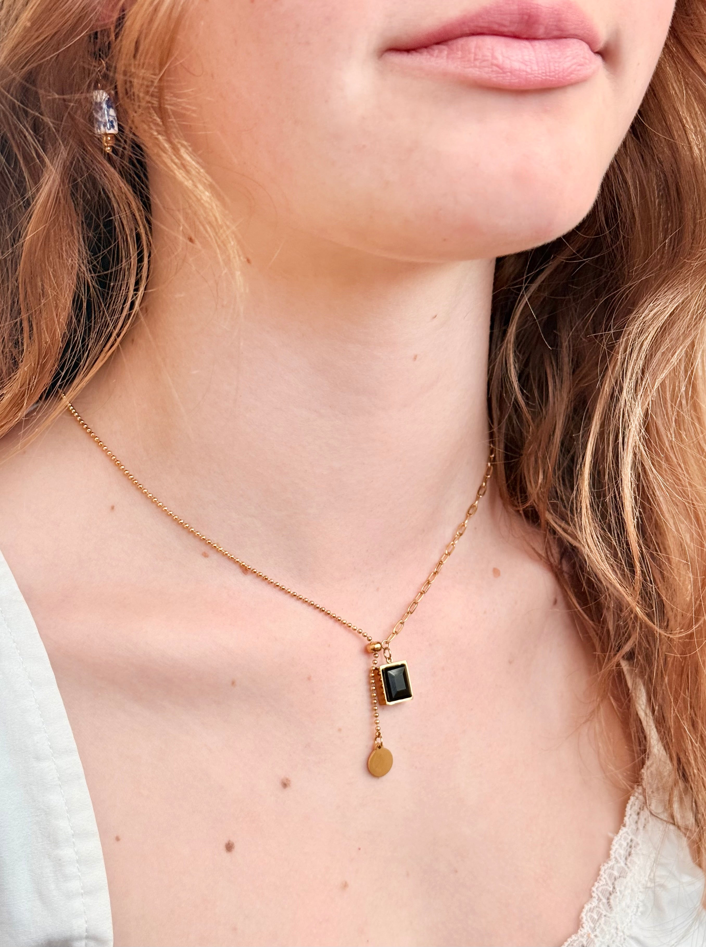Marilla Stone Necklace | Gold