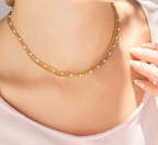 Fern White Necklace|Gold