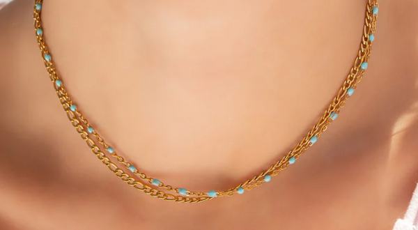 Fern Blue Necklace | Gold