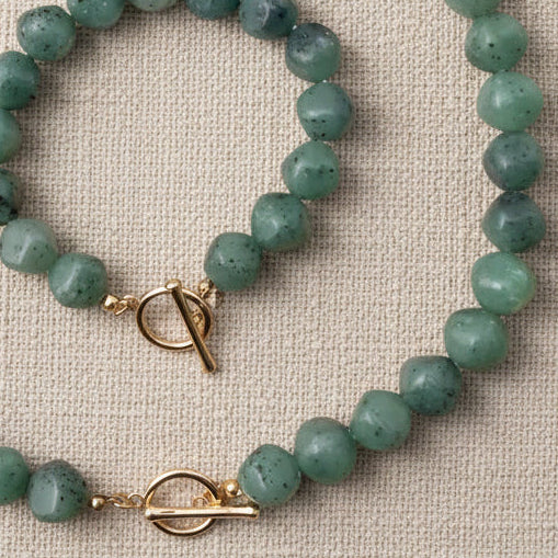 Jade Bead Bracelet | Gold
