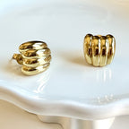 Mable Ribbed Earrings | Gold