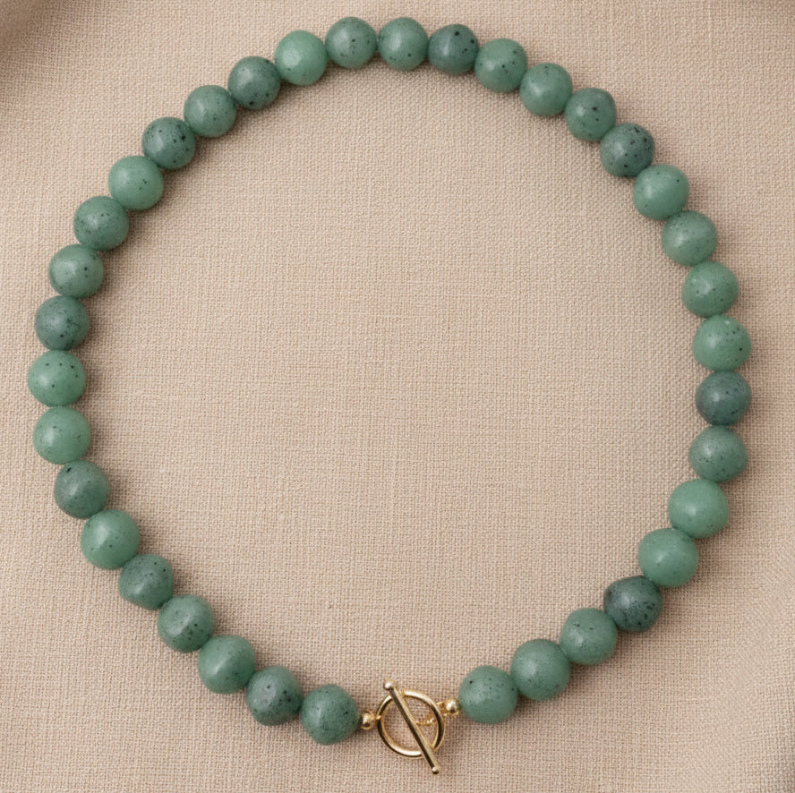 Jade Bead Necklace | Gold