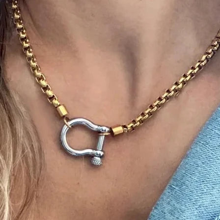 Billie Buckle Necklace | Gold & Mixed Metal