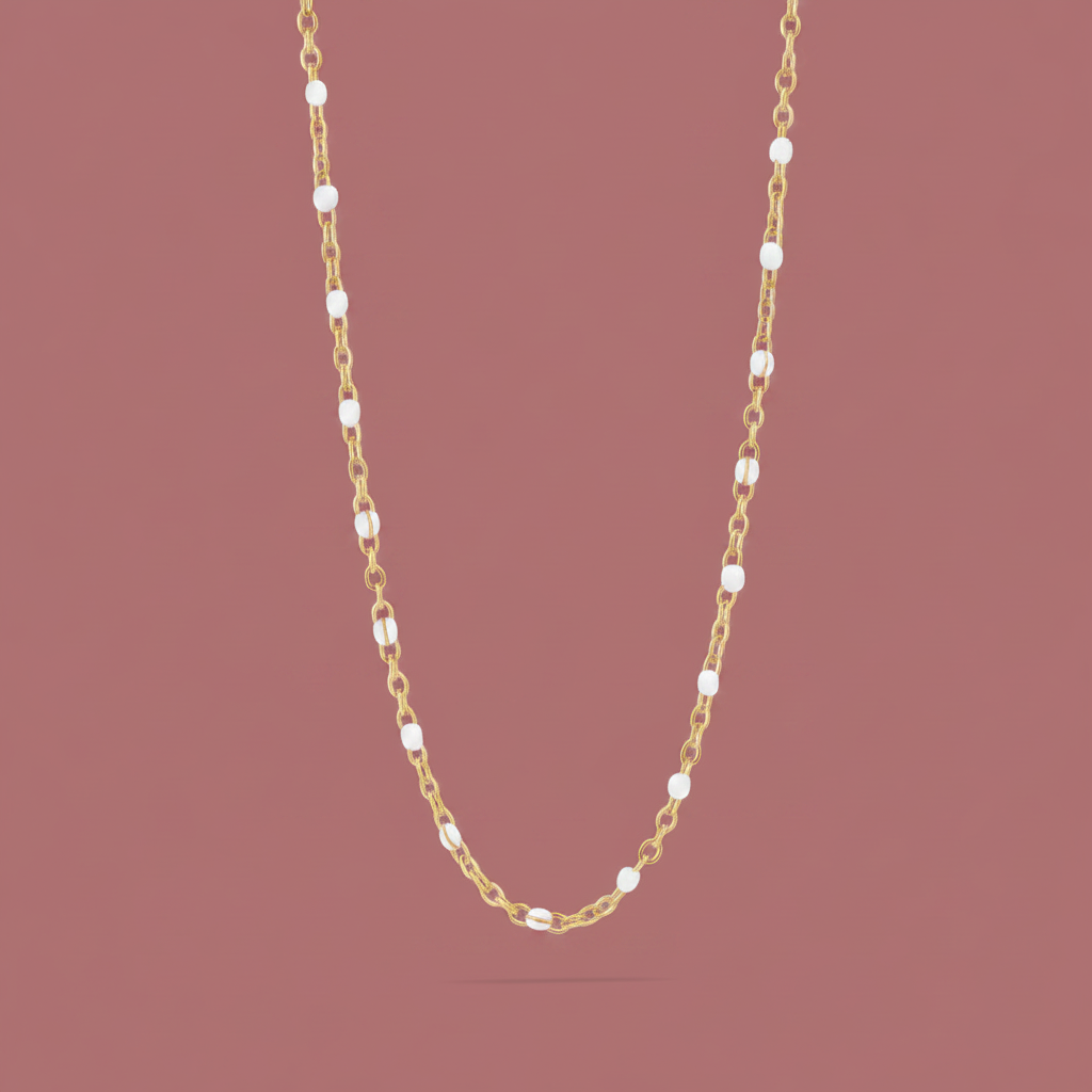 Fern White Necklace|Gold