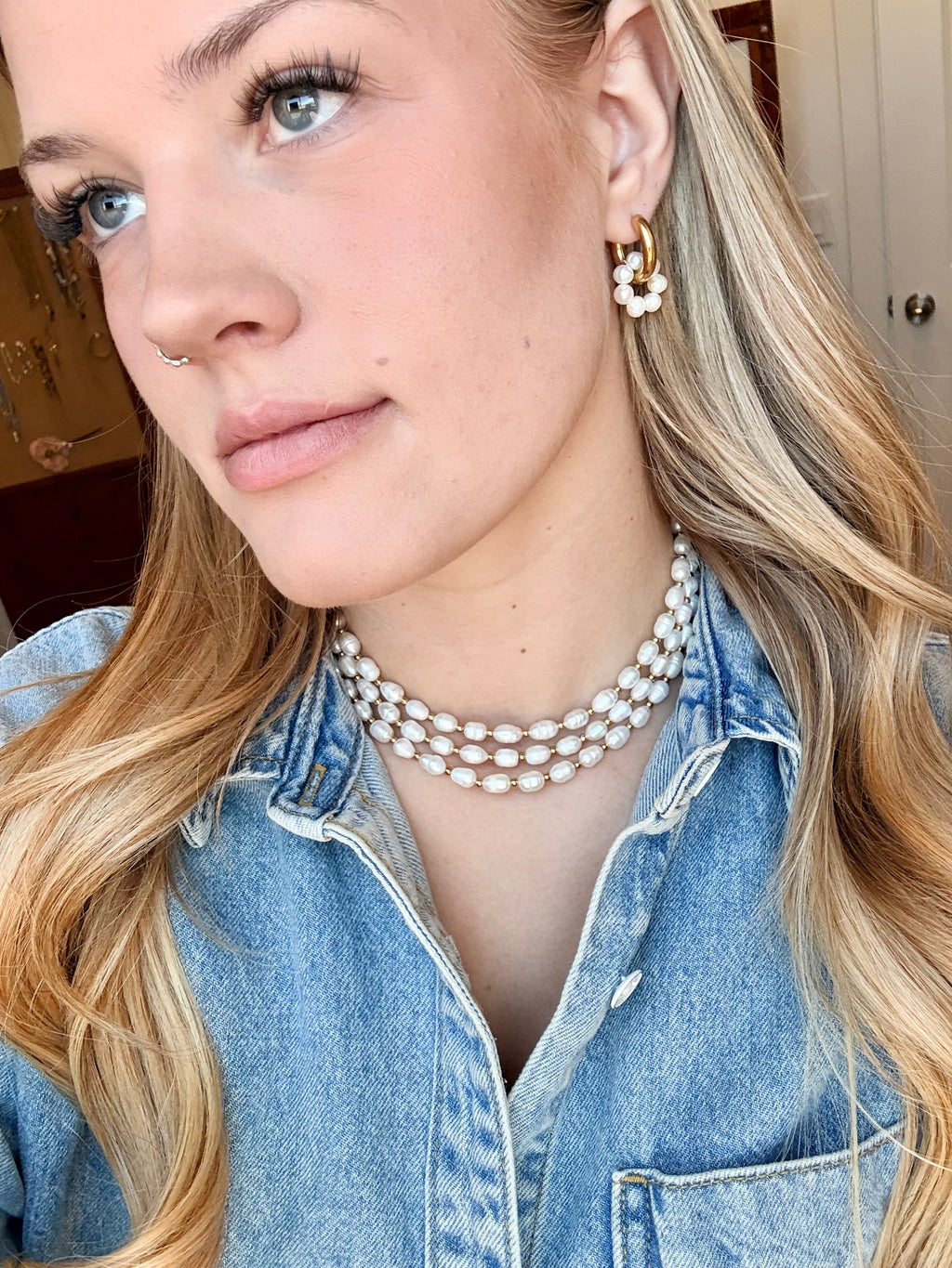 Pearl Picnic Hoops | Gold