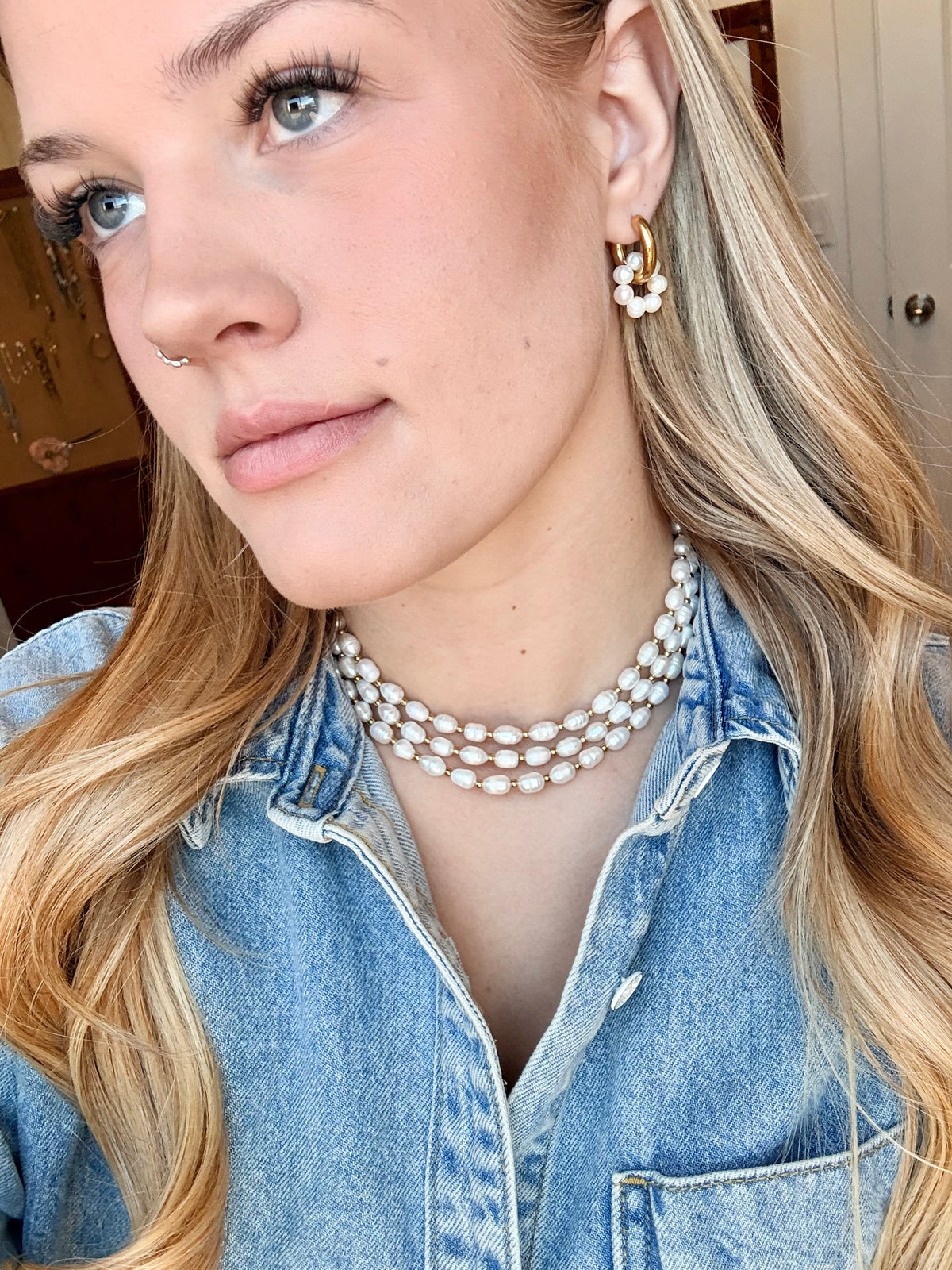 Pearl Picnic Hoops | Gold