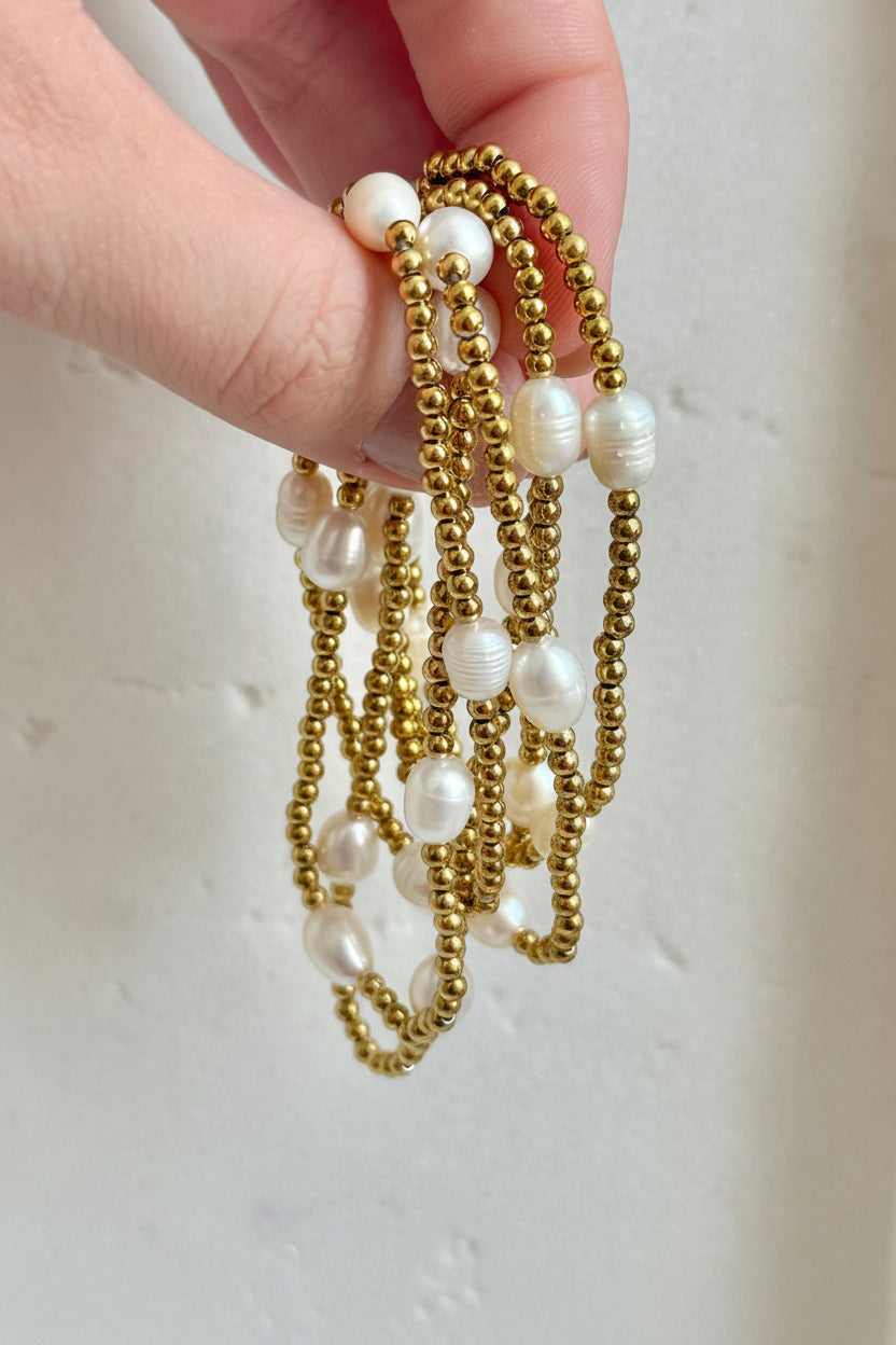 Tidal Pearl Bracelet Trio | Gold & Silver