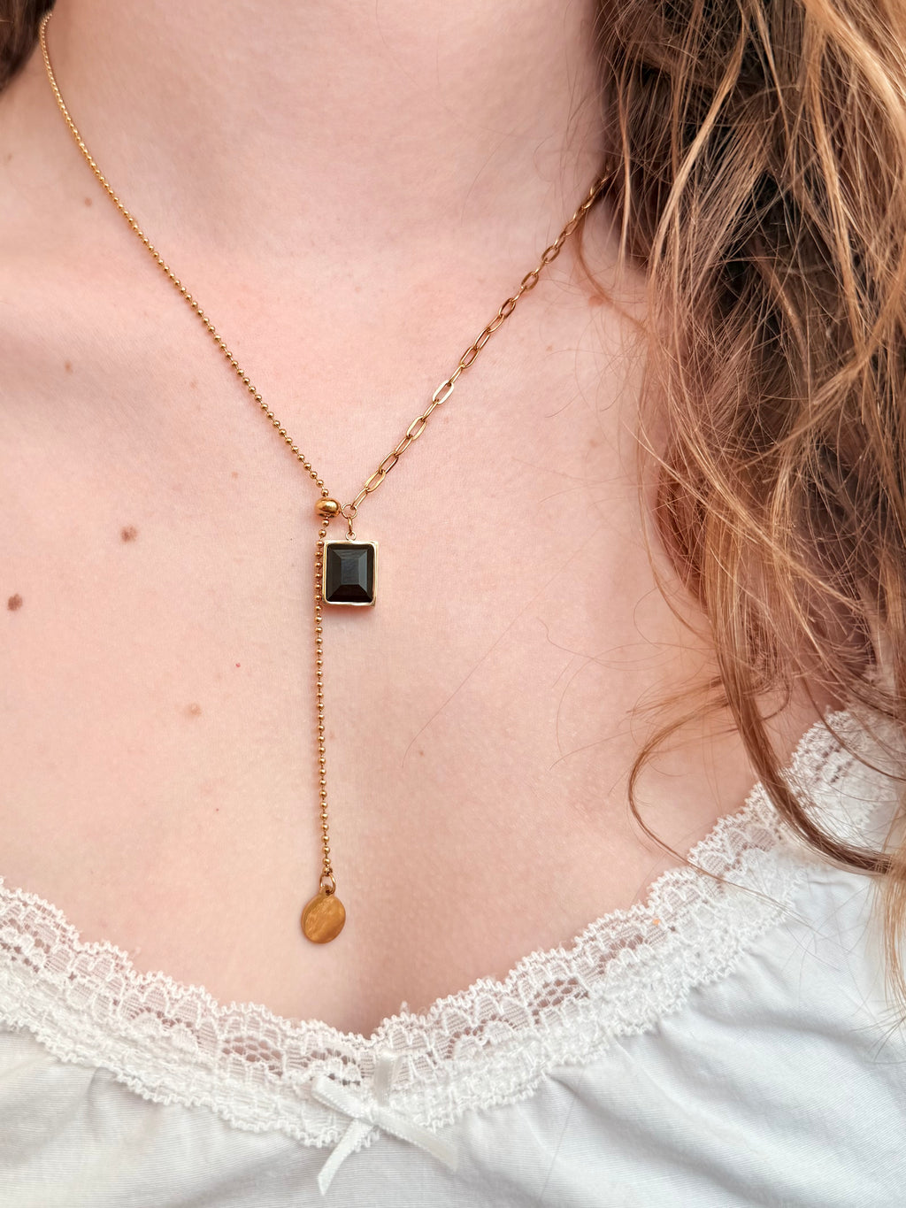 Marilla Stone Necklace | Gold