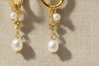Maya Pearl Huggies | Gold