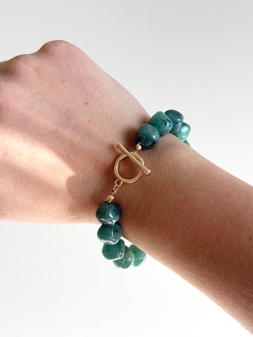 Jade Bead Bracelet | Gold