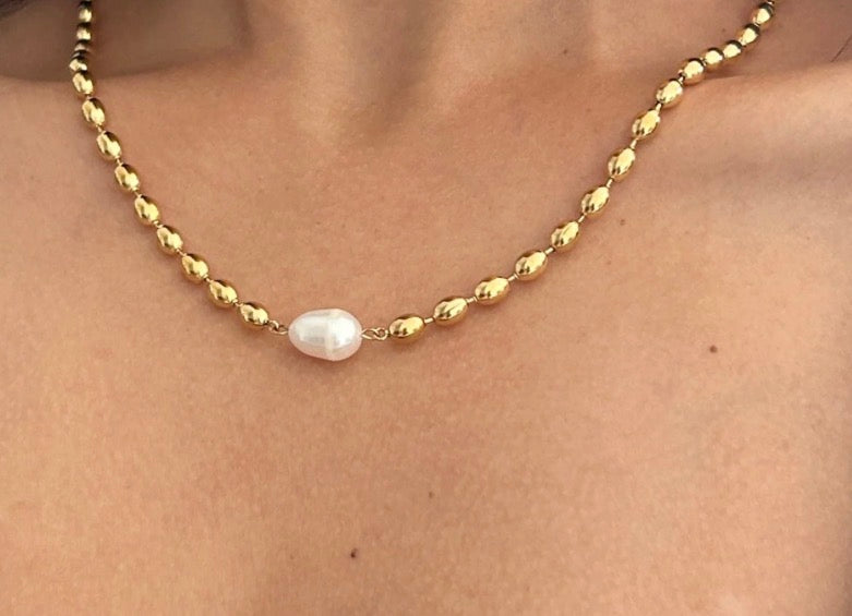Opal Link Necklace | Gold