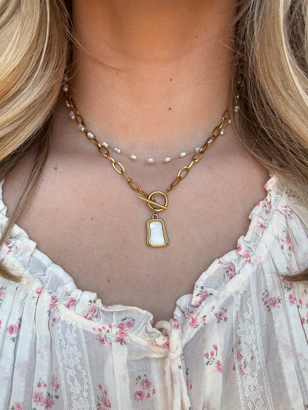 Lena Pearl Necklace | Gold