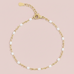 Fern White Bracelet|Gold