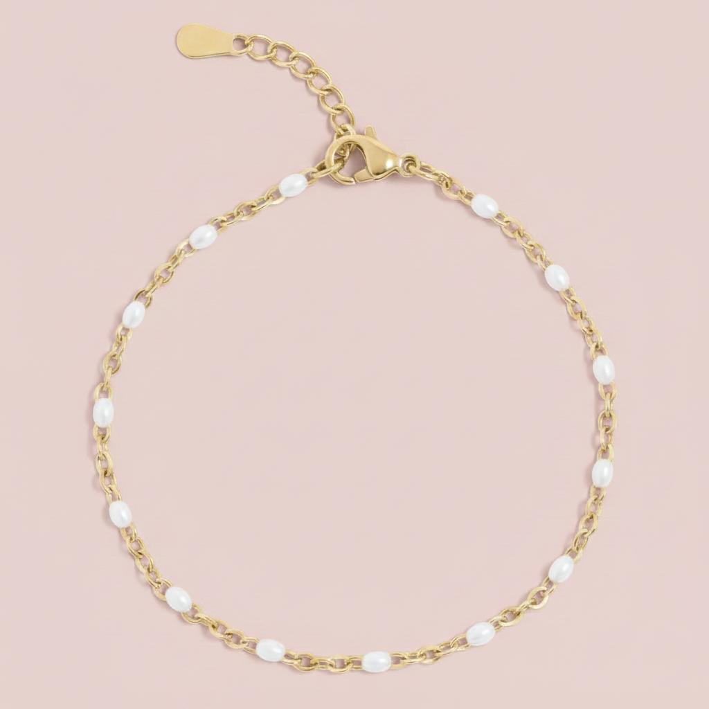 Fern White Bracelet|Gold