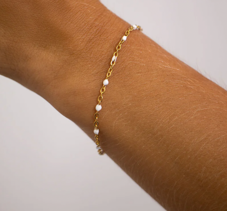 Fern White Bracelet|Gold